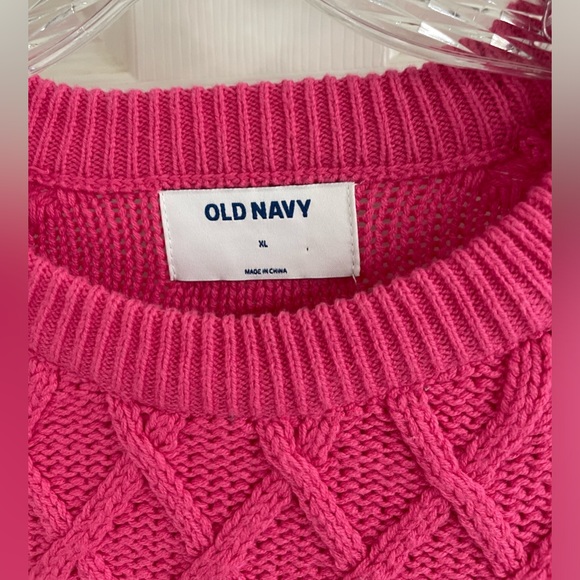 Old Navy Hot Pink Crew Neck Cable Knit Sweater Size XL - Picture 3 of 3